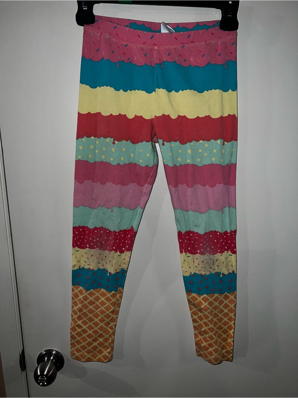 Girls' Multicolor Striped Ice Cream Print Leggings
